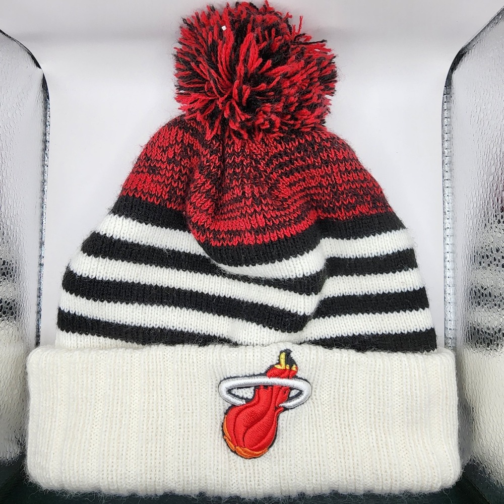 Miami Heat New Era Hardwood Classics Unisex Adult Beanie Hat White Adult Size